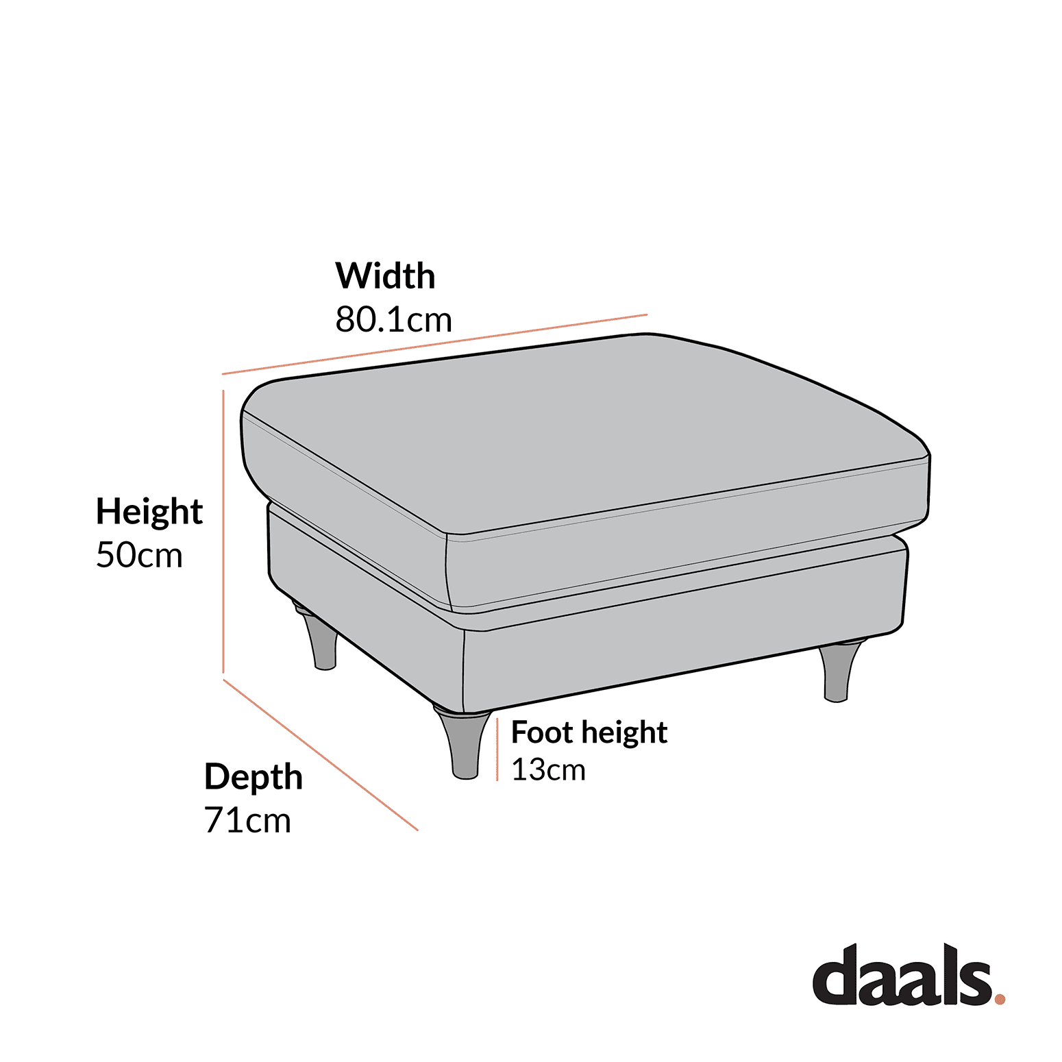 Daphnis Fudge Velvet Sofa, Footstool
